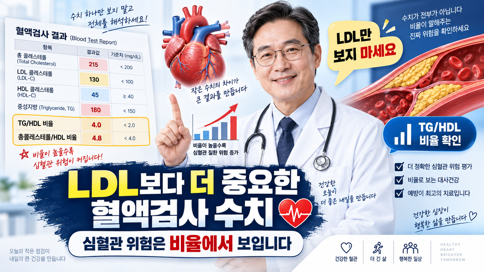 LDL 수치보다 더 중요한 혈액검사 수치|TG/HDL 비율로 심혈관 위험 확인하기